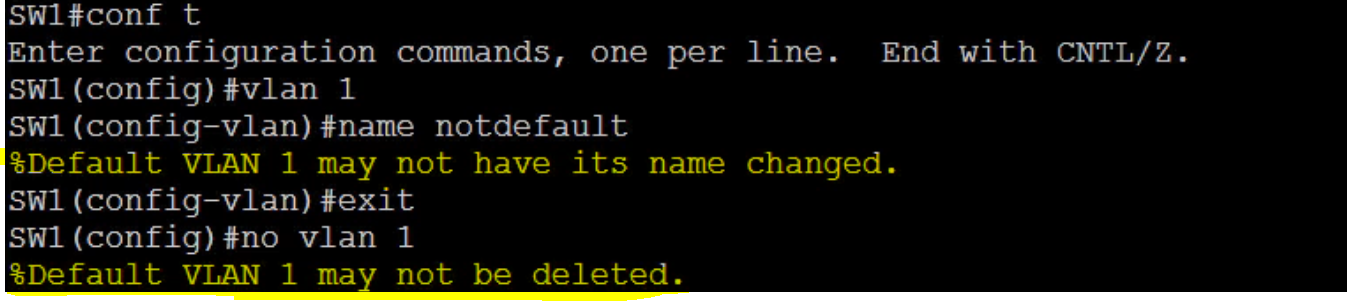 Normal VLAN 1 Not Modifiable