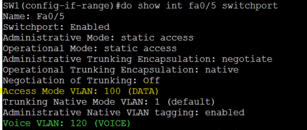 how do you verify which vlan is the voice or access on an interface.