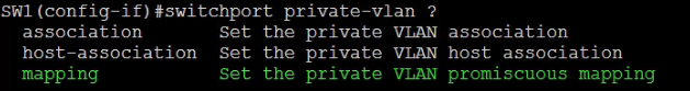 switchport private-vlan promiscuous mapping