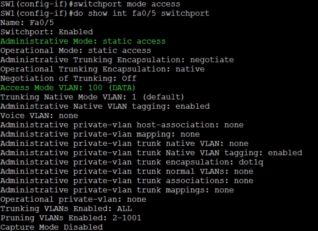 show int fa0/5 switchport