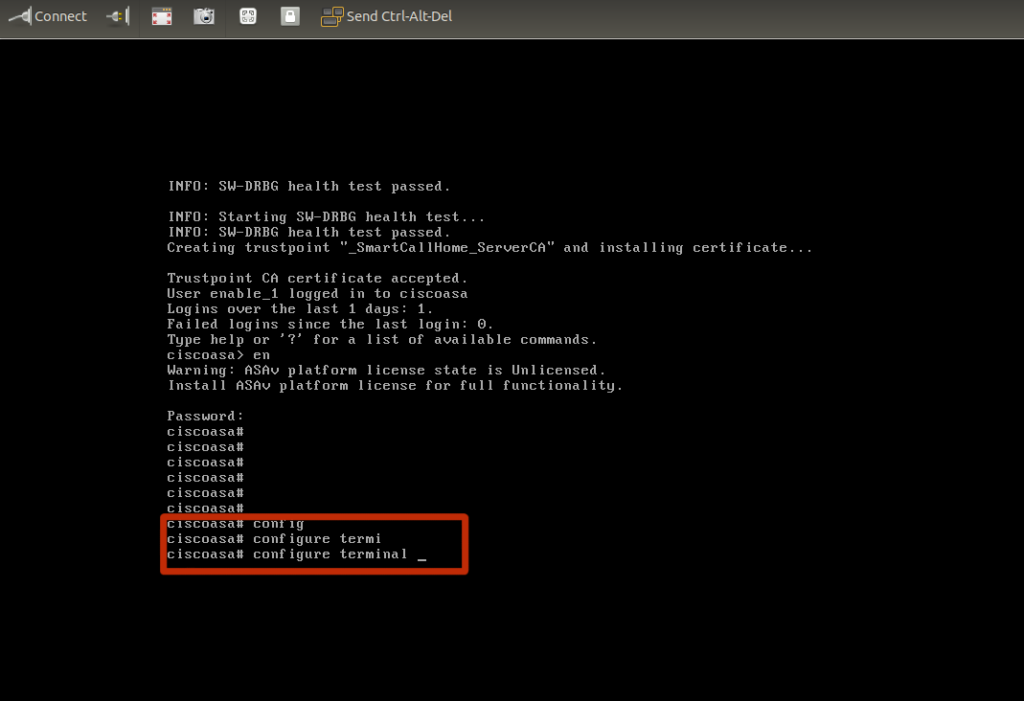 Configure Terminal in ASAv VNC