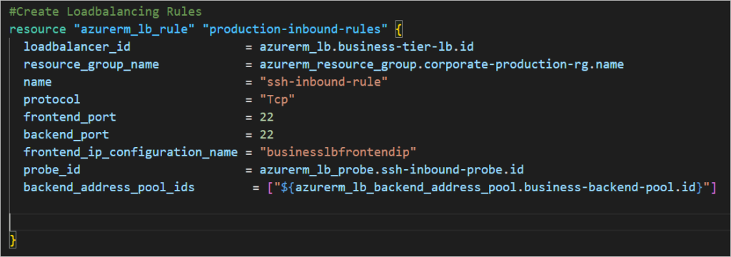 create loadbalancing rules with terraform