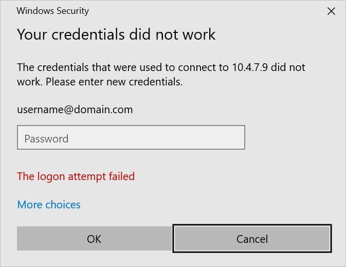 the logon attempt failed