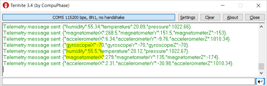 check telemetry for iot device on termite